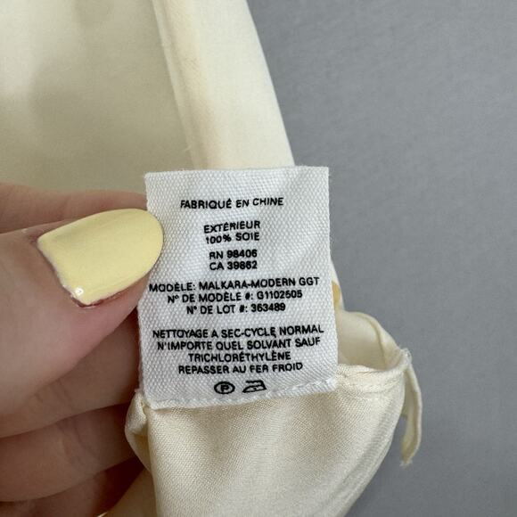 Theory Womens Top P / Small Cream 100% Silk Malkara Drawstring Modern Georgette - Picture 15 of 15